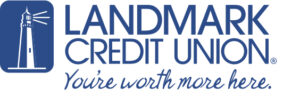Landmark Credit Union. You're worth more here. Blue text on white background.